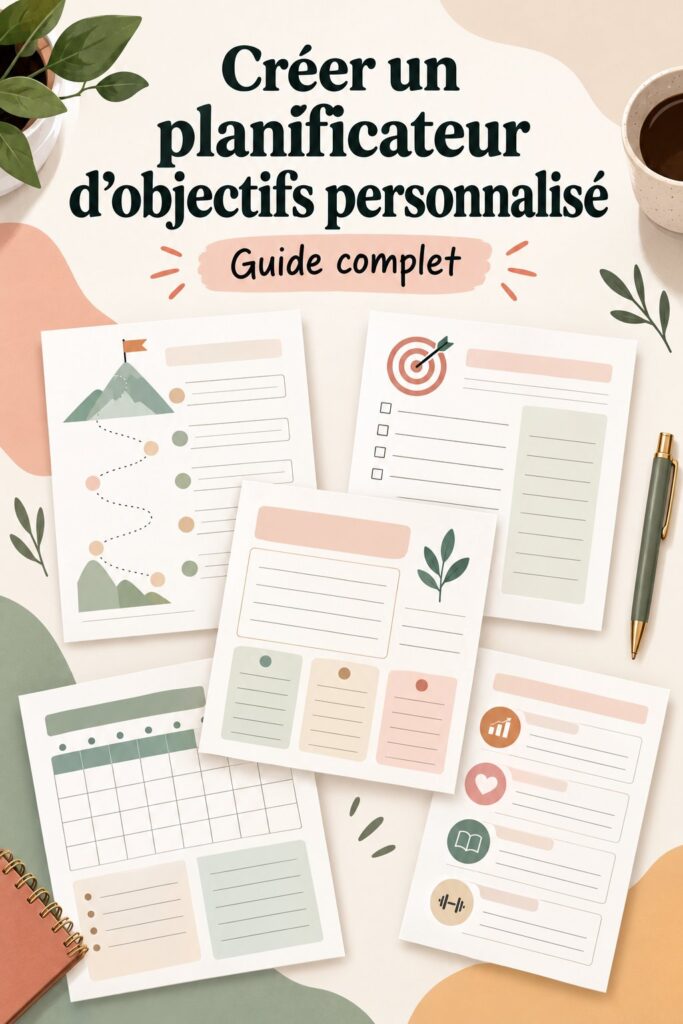 Femme utilisant un planificateur d'objectifs personnalisé au bureau