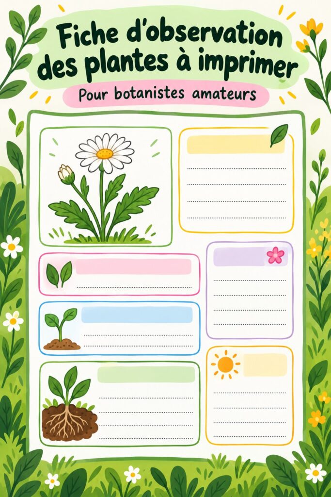 Fiche d'observation des plantes à imprimer pour le jardinage