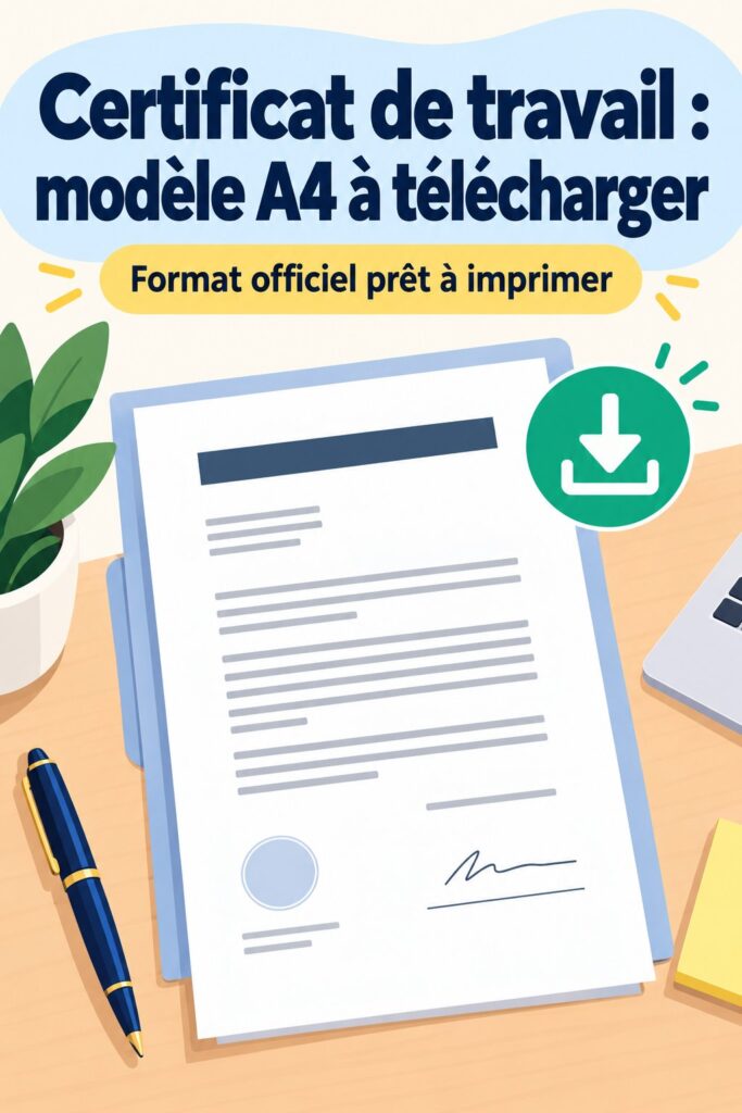 Modèle de certificat de travail en format A4 à télécharger