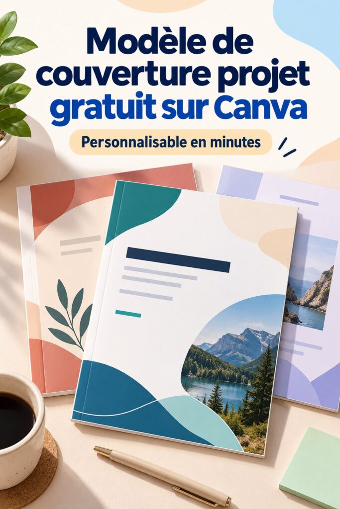 Illustration d'un modèle de couverture de projet sur Canva, créatif et moderne