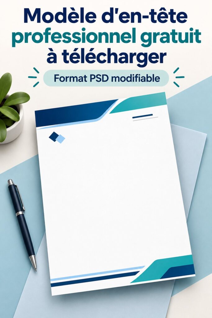 Modèle d'en-tête professionnel gratuit disponible au téléchargement, sur un fond neutre.