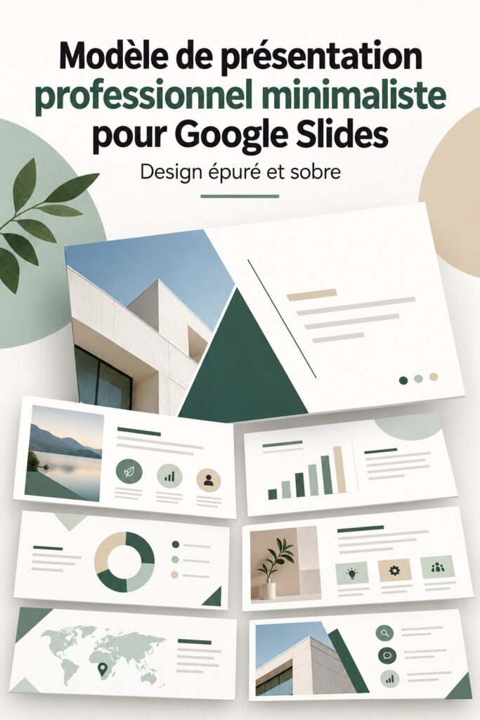 Modèle de présentation professionnel et minimaliste pour Google Slides avec un design épuré.