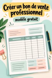 Un exemple de nota de vente sur un bureau avec des fournitures de bureau en arrière-plan.