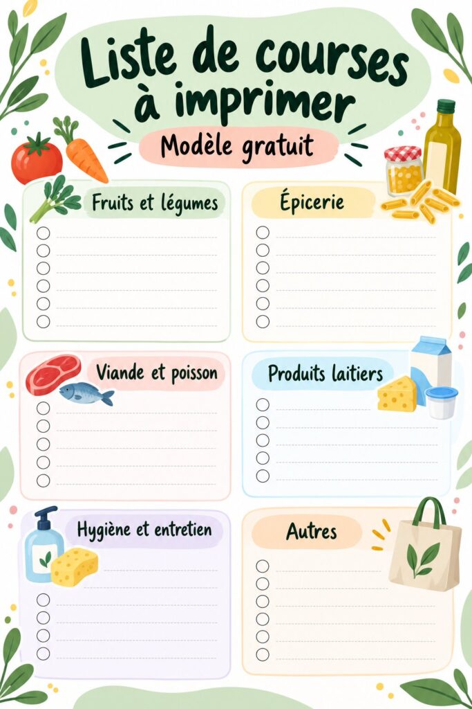 Une femme organisant sa liste de courses avec une méthode pratique