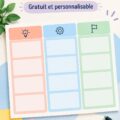 Modèle imprimable de tableau Kanban sur un bureau