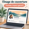 Un ordinateur affichant un profil LinkedIn professionnel avec une image de couverture élégante.
